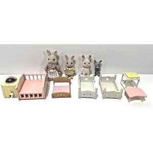 Mixed Lot of Calico Critters Sylvanian Families Bunny Rabbit Dolls & Furniture